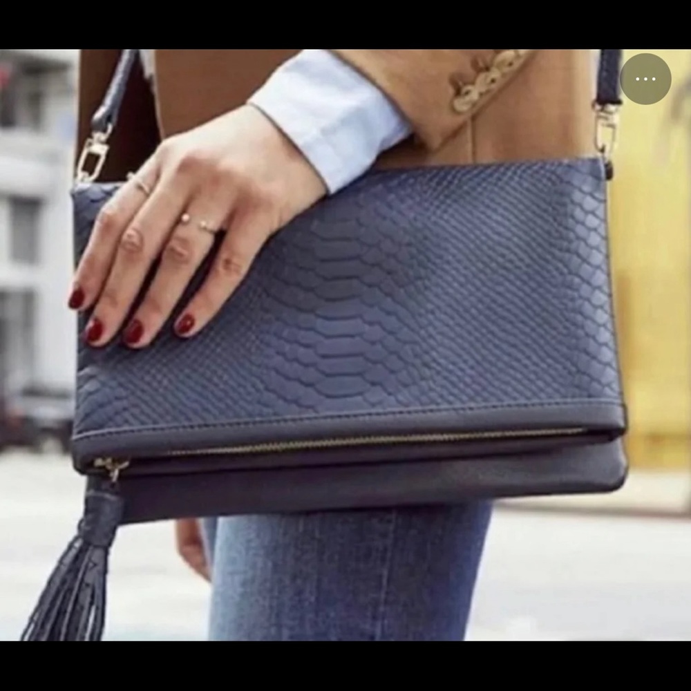 Gigi New York Rachel Navy Python Tassles crossbody clutch-NWOT